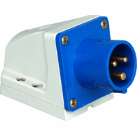CEE wandcontactdoos stekker 3P, 16A 230V IP44, blauw