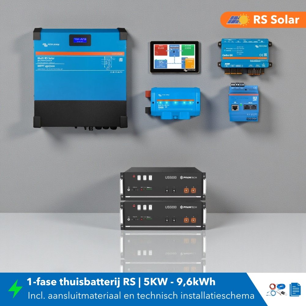 Thuisbatterij set 1 fase 5KW 9,6kWh Multi RS