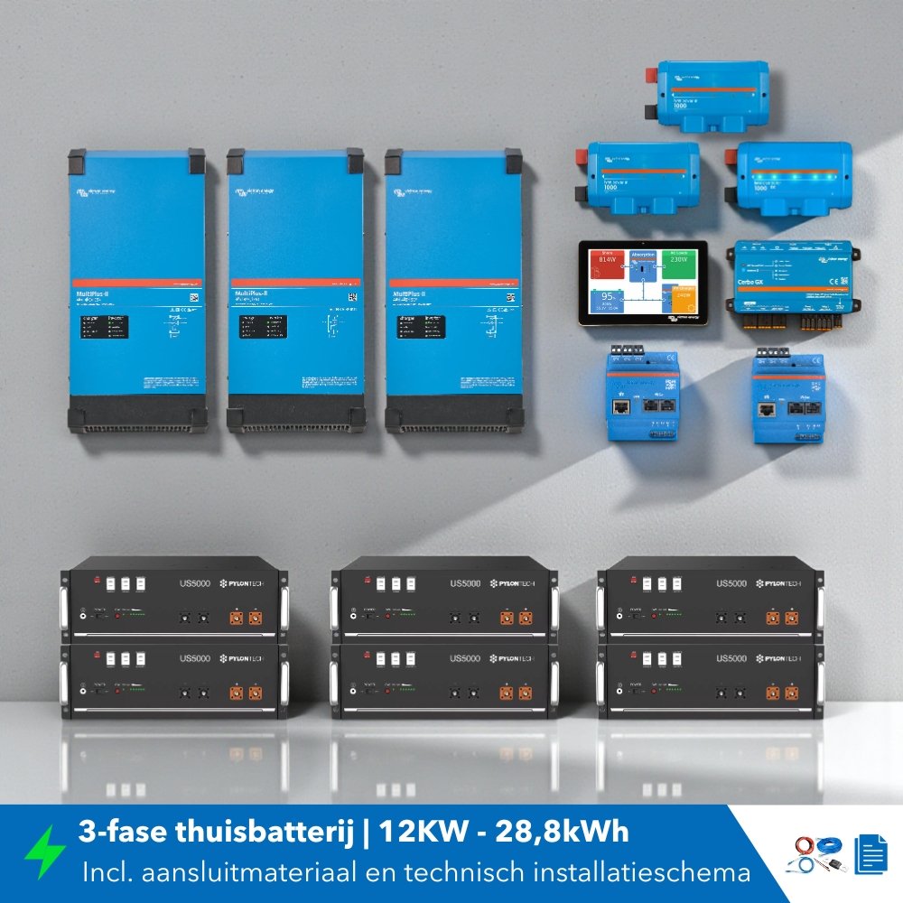 Thuisbatterij set 3 fase 12KW 28,8kWh MultiPlus-II