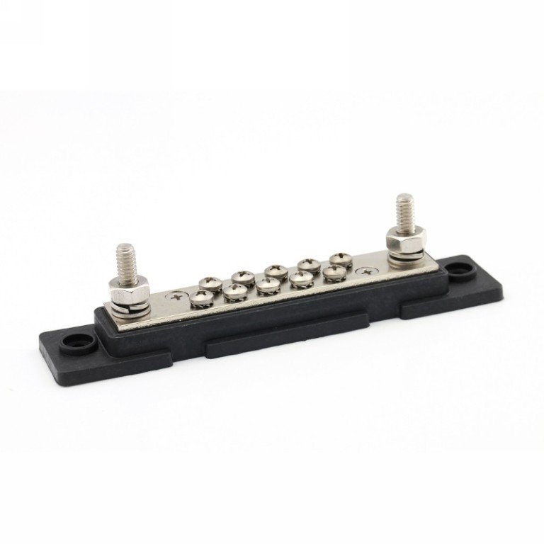 DC verdeelrail inclusief kap zwart 2xM6 + 10xM4