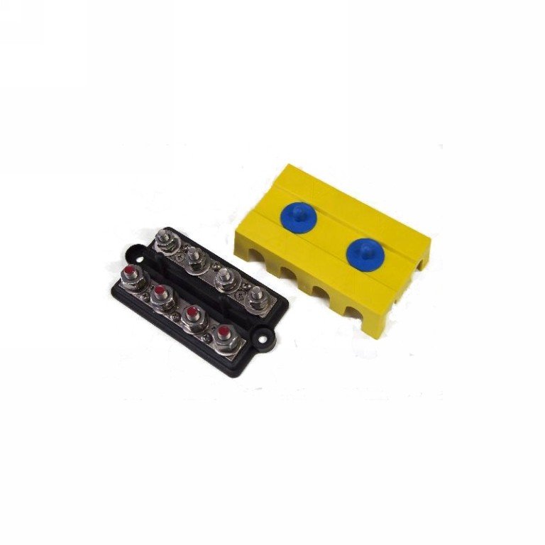 DC verdeelrail 4x M10 (+) + 4x M8 (-) inclusief afdekkap