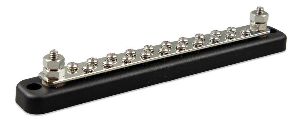 DC Verdeelrail 150A 2P met 20 schroeven inclusief ABS kap