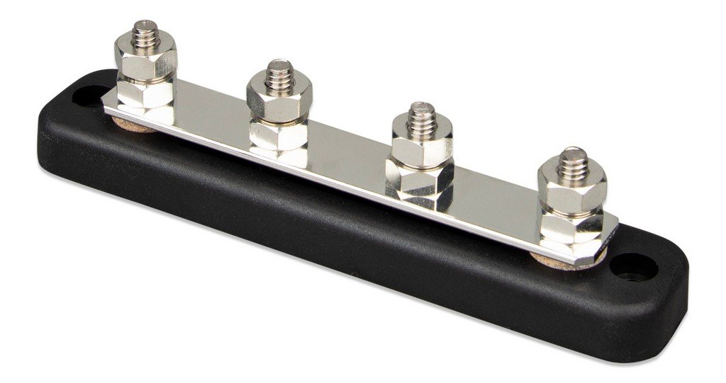 DC Verdeelrail 150A 2x M6 met 10 schroeven inclusief ABS kap