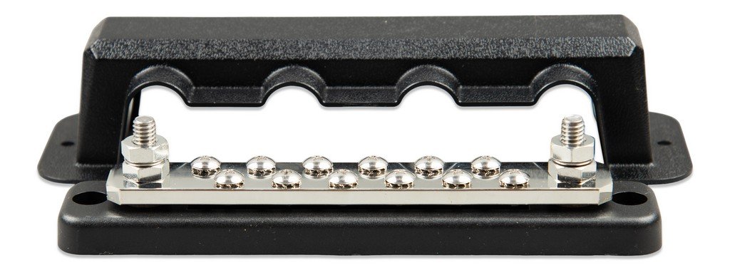 DC Verdeelrail 250A 2P met 12 schroeven inclusief ABS kap