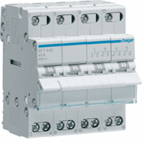 Modulaire omschakelaar 4-polig 40 A, NO.NC, I-0-II, common point boven