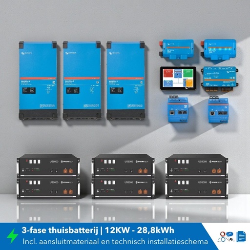 [6153548083074] Thuisbatterij set 3 fase 12KW 28,8kWh MultiPlus-II