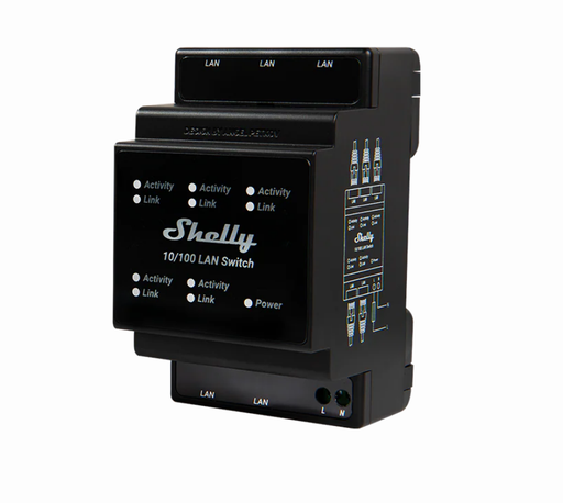 [3800235266830] Shelly LAN Ethernet Switch DIN-rail met 5x RJ45-poorten