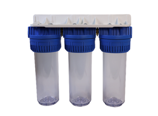 [8025338497904] FP3 Triplex - Waterfilterhousing  10 inch with 1" interface
