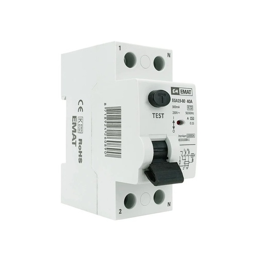 [8718924260920] EMAT aardlekschakelaar 2-polig 40A 300mA type A